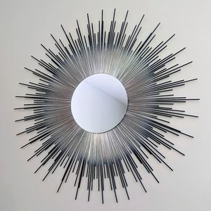 35" Sunburst Mirror Ombre Silver & Navy Blue Decorative Wall Mirror